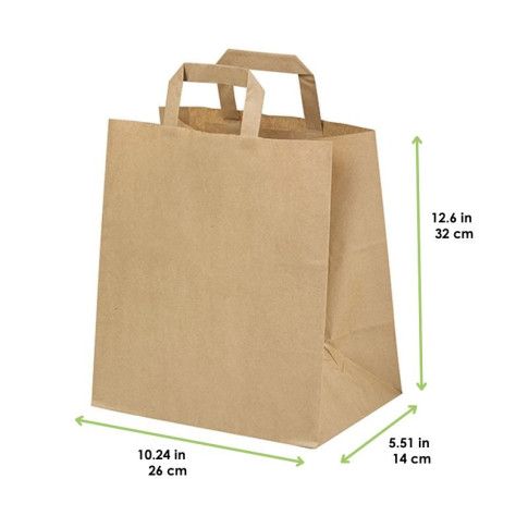 Sac cabas papier kraft brun recyclé 260x140mm H320mm