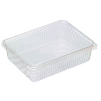 Barquette rectangulaire PLA plate transparente avec couvercle attaché 217x167mm H55mm 1500ml