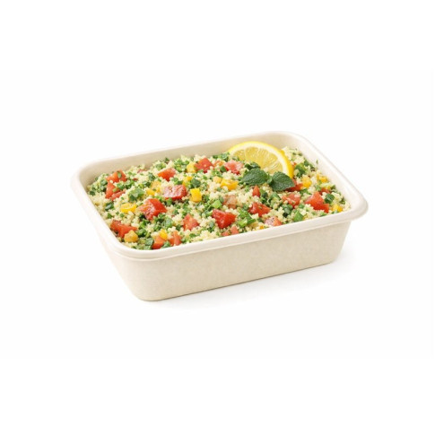 Boite repas pulpe blanche avec couvercle  193x135mm H50mm 850ml