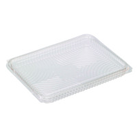 Barquette rectangulaire PLA plate transparente avec couvercle attaché  217x167mm H20mm 570ml