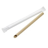 Paille biseautée Kraft pour Bubble Tea - emballage individuel  H200mm