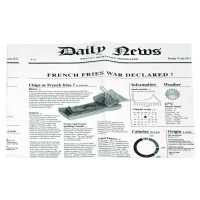 Sac papier ingraissable blanc ouvert sur 2 côtés avec décor journal 13 x 13 cm