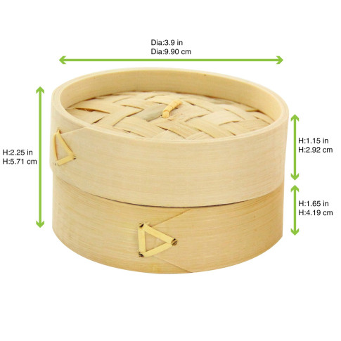 Mini cuiseur vapeur bambou avec couvercle   H60mm