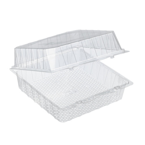 Boite blister plastique transparente avec couvercle charnière  220x220mm H100mm