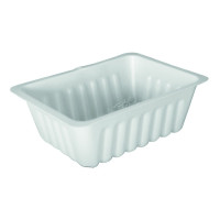 Barquette plastique PS translucide rectangulaire  111x87mm H43mm 250ml