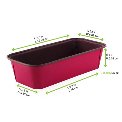 Moule de cuisson papier kraft rose rectangulaire  193x93mm H50mm 750ml