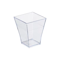 Verrine pyramidale plastique PS transparente “Taïti”  45x45mm H55mm 60ml