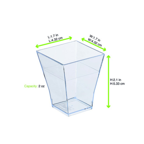 Verrine pyramidale plastique PS transparente “Taïti”  45x45mm H55mm 60ml