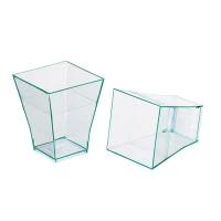 Verrine pyramidale plastique PS transparente verte “Taïti”  45x45mm H55mm 60ml