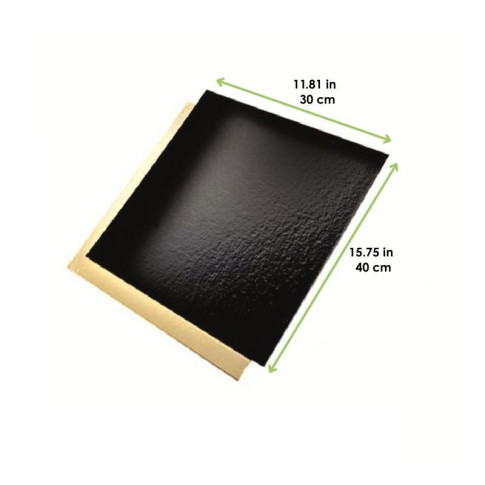 Plaque carton rectangulaire double face or noir  300x400mm