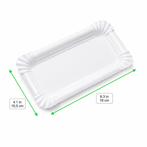 Assiette rectangulaire en carton blanc 160x105mm