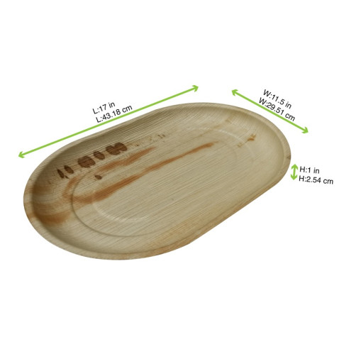 Plateau ovale en palmier  420x260mm H25mm