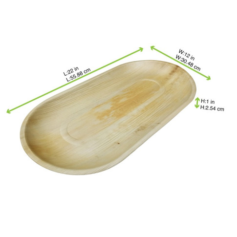 Plateau ovale en palmier  555x300mm H25mm