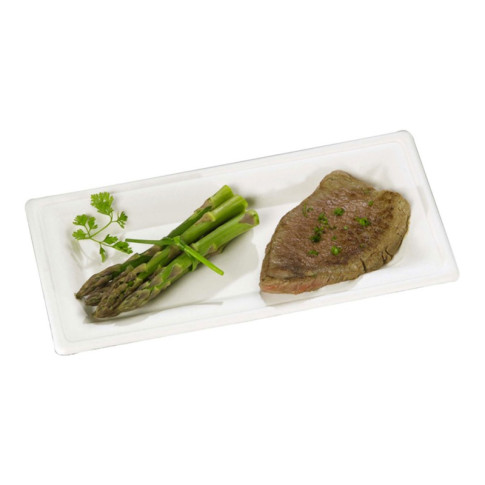 Assiette rectangulaire blanche en pulpe  260x130mm