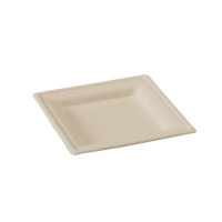 Assiette carrée brune en pulpe  160x160mm