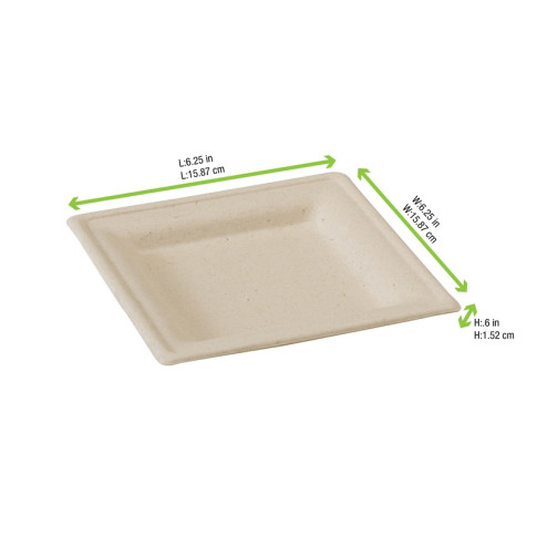 Assiette carrée brune en pulpe  160x160mm