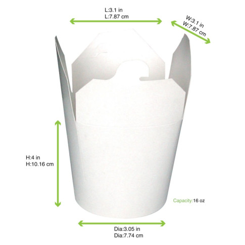 Pot carton blanc base ronde fermeture à fente  H95mm 550ml