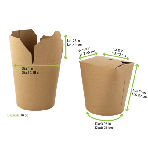 Pot carton rond kraft fermeture à fente 72x87mm H95mm 550ml