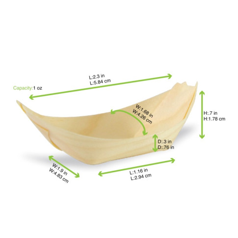 Barquette bateau bois  65x40mm H20mm