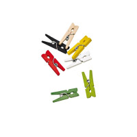 Mini pince à linge bois couleurs assorties   H25mm