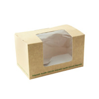 Boite sandwich carton brun fenêtre PLA  125x77mm H72mm