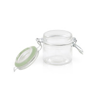 Mini bocal en verre avec joint silicone vert clair   H71,5mm 100ml