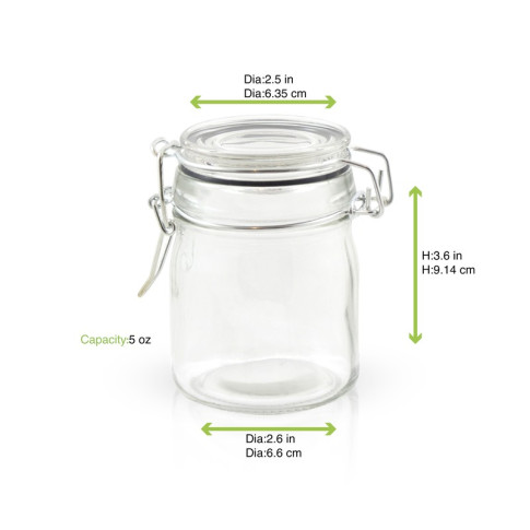 Mini bocal en verre avec joint silicone noir  H93mm 164ml