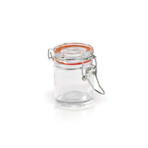 Mini bocal en verre avec joint silicone rouge   H63,5mm 45ml