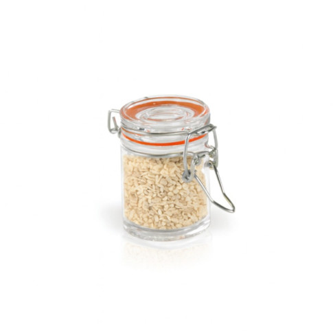 Mini bocal en verre avec joint silicone rouge   H63,5mm 45ml