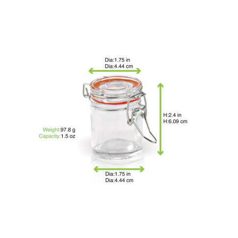 Mini bocal en verre avec joint silicone rouge   H63,5mm 45ml