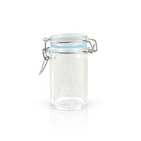Mini bocal en verre avec joint silicone bleu clair   H85mm 65ml
