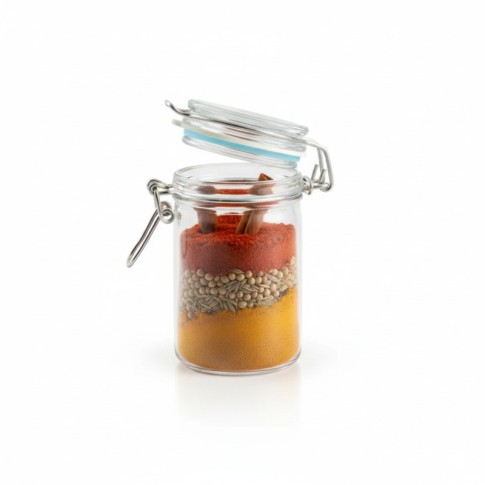 Mini bocal en verre avec joint silicone bleu clair   H85mm 65ml