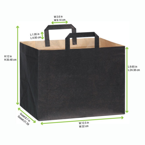 Sac cabas papier brun recyclé imprimé noir 320x220mm H250mm