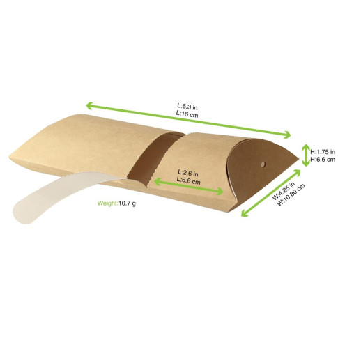 Boite à crêpe rectangulaire carton kraft  100x45mm H160mm