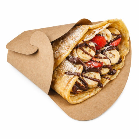 Pochette crêpe triangulaire en carton brun  145x65mm H185mm