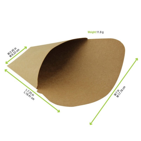 Pochette crêpe triangulaire en carton brun  145x65mm H185mm