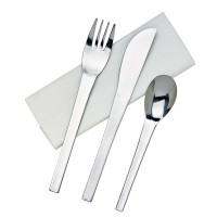 Kit couverts inox 4 en 1: couteau fourchette cuillère serviette   H160mm