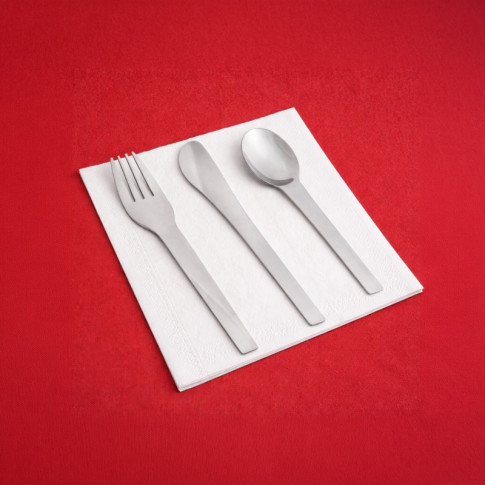 Kit couverts inox 4 en 1: couteau fourchette cuillère serviette   H160mm