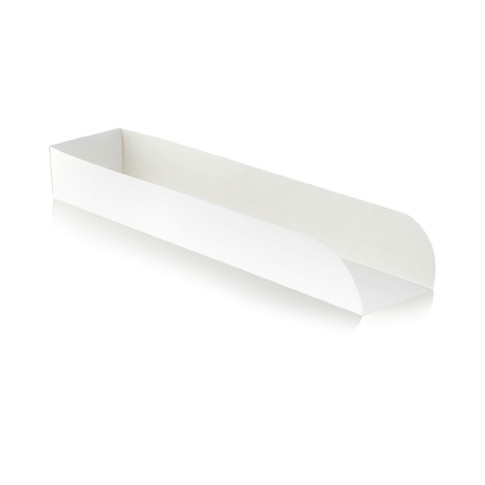 Support hot-dog en carton blanc  250x55mm H35mm