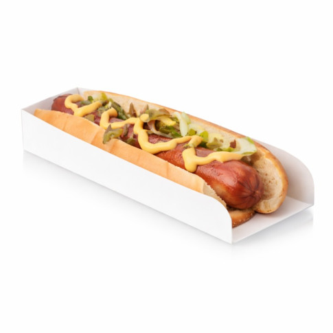 Support hot-dog en carton blanc  250x55mm H35mm