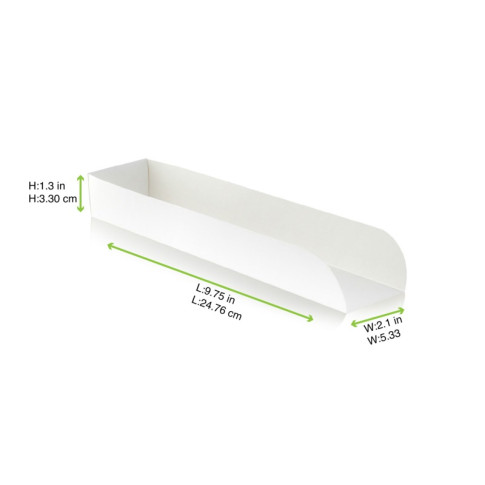 Support hot-dog en carton blanc  250x55mm H35mm