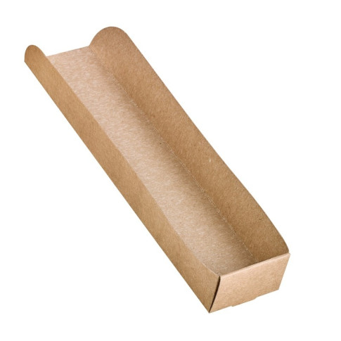 Support hot-dog en carton brun 250x55mm H37mm