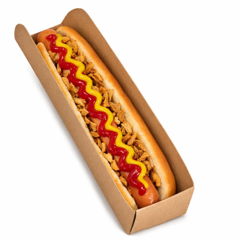 Support hot-dog en carton brun 250x55mm H37mm