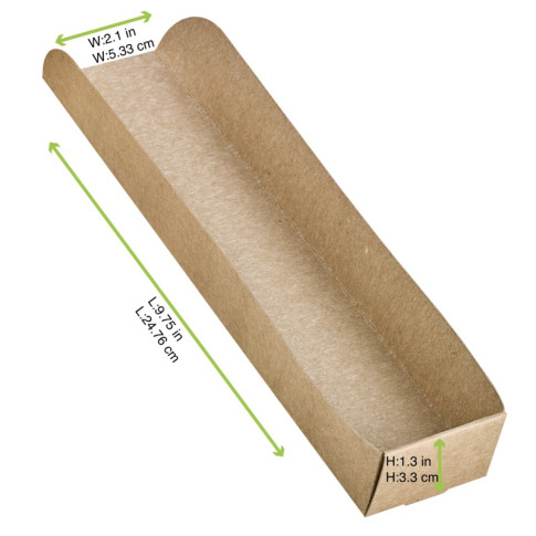 Support hot-dog en carton brun 250x55mm H37mm