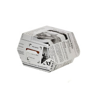 Boite burger carton blanc décor journal  75x75mm H50mm
