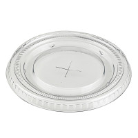 Couvercle plat transparent en plastique PET avec trou croisillon  H8mm