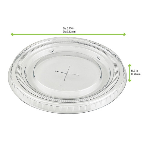 Couvercle plat transparent en plastique PET avec trou croisillon  H8mm