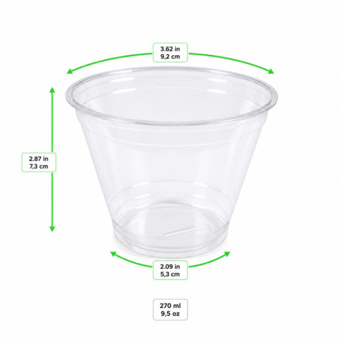 Pot dessert PET transparent  H72mm 270ml
