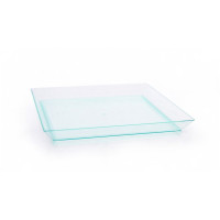 Elément de plateau réemployable plastique vert transparent "Klarity"  130x130mm