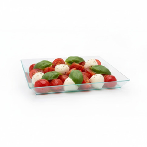 Elément de plateau réemployable plastique vert transparent "Klarity"  130x130mm